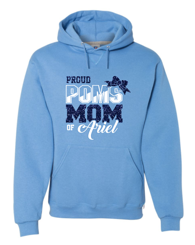Hillcrest Hawks - Proud Pom Mom - Columbia Hoodie - Glitter