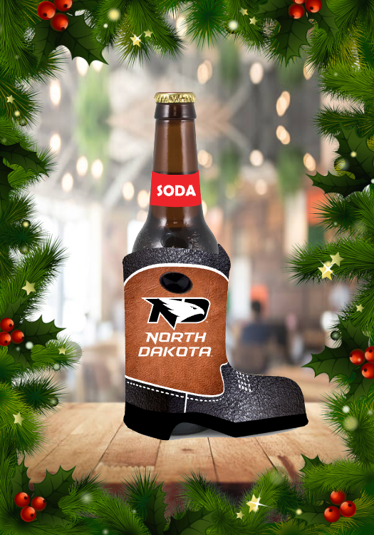 *UND Koozie - Boot - Brown Leather Look