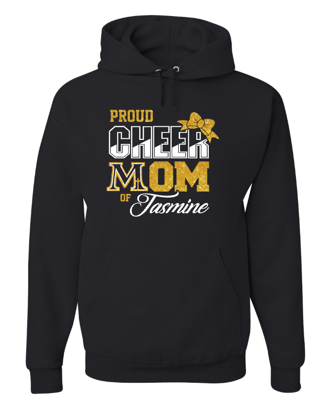 Marian - Proud Pom Mom - Black Hoodie - Glitter