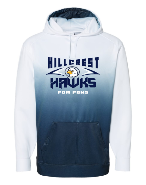 Hillcrest Hawks - Poms - Navy Ombre Hoodie- Matte