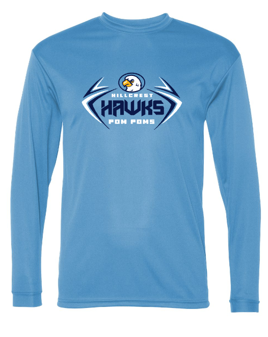 Hillcrest Hawks - Poms Vector - Columbia LONG Sleeve - Matte