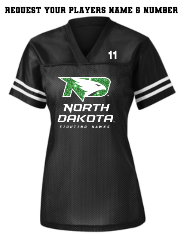 *UND Womens Mesh Jersey - Black W/White Stripe - Green Glitter