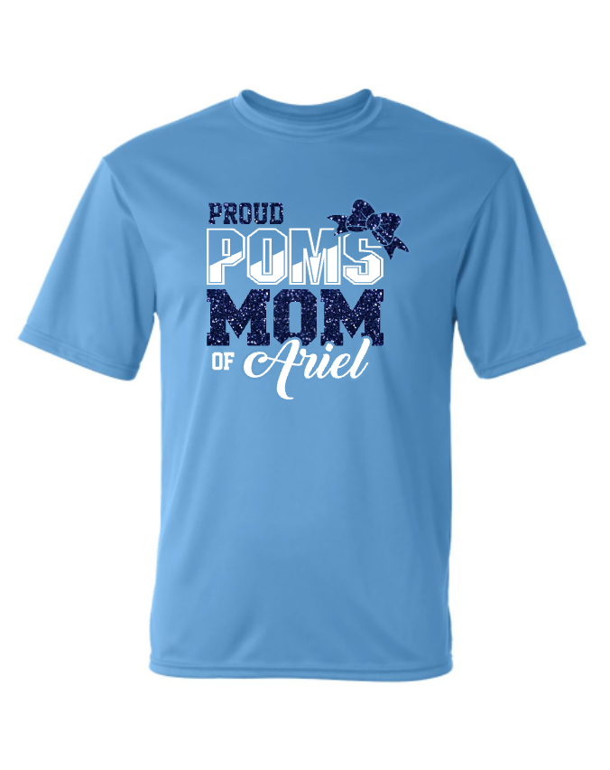Hillcrest Hawks - Proud Pom Mom - Columbia Short Sleeve - Glitter
