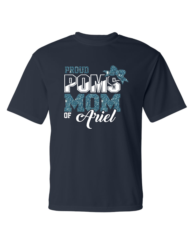 Hillcrest Hawks - Proud Pom Mom - Navy Short Sleeve - Glitter