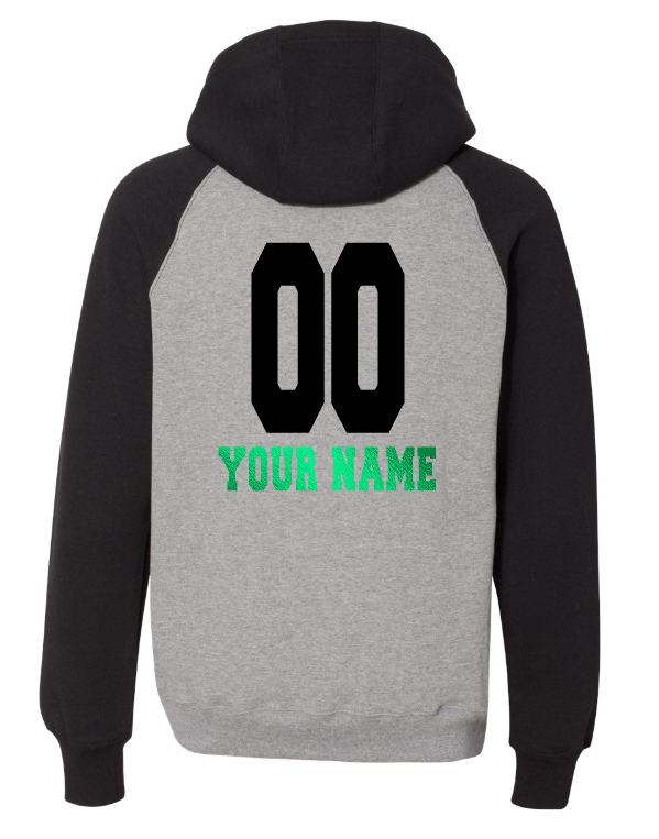 *UND Football Hoodie - Dri Power Colorblock Raglan Hooded Sweatshirt - Metallic