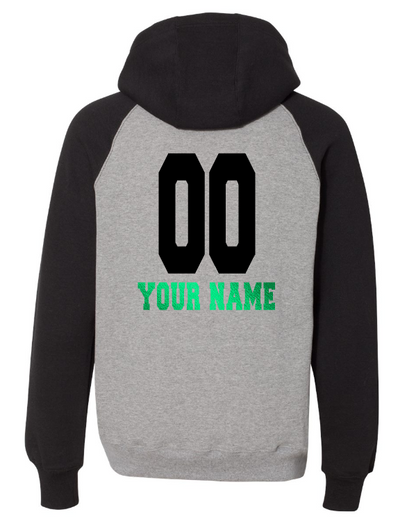 *UND Football Hoodie - Dri Power Colorblock Raglan Hooded Sweatshirt - Metallic