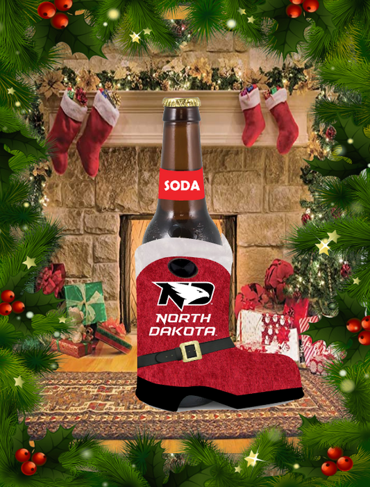 *UND Koozie - Boot - XMAS Red