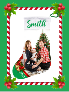 Christmas Stocking - Group photo - green lined
