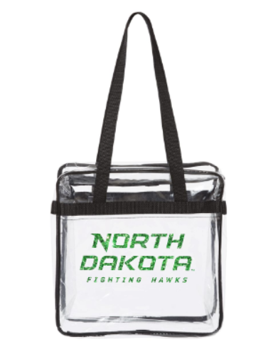*UND Clear Tote with Zippered Top - Glitter ND Green