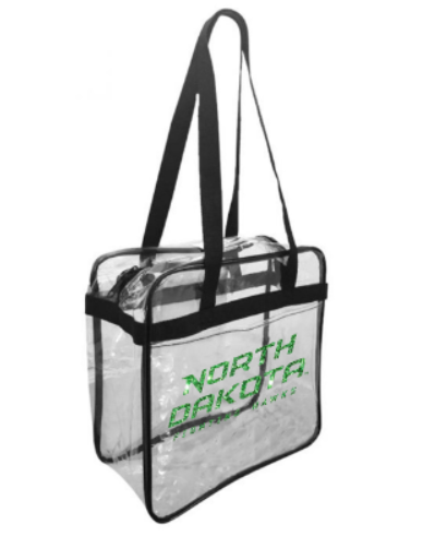 *UND Clear Tote with Zippered Top - Glitter ND Green
