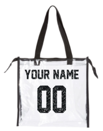 *UND Clear Gusset Tote with Zippered Top - Glitter ND Black
