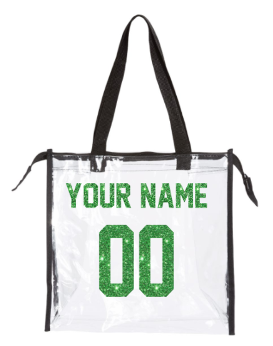 *UND Clear Gusset Tote with Zippered Top - Glitter ND Green