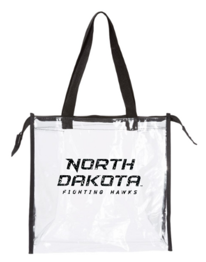 *UND Clear Gusset Tote with Zippered Top - Glitter ND Black