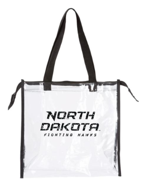 *UND Clear Gusset Tote with Zippered Top - Glitter ND Black