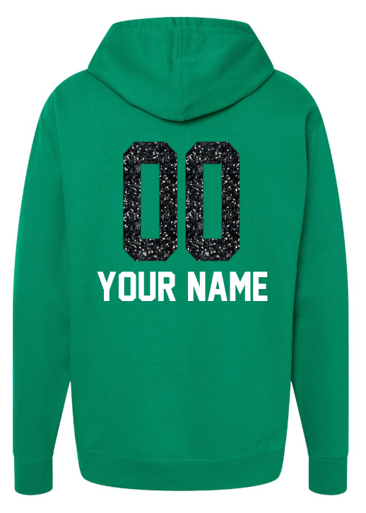 *UND Football Hoodie - Green w/glitter