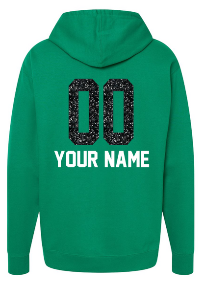 *UND Football Hoodie - Green w/glitter