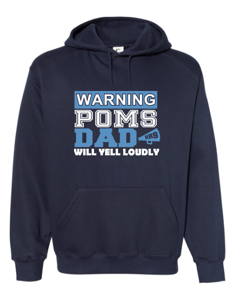 Hillcrest Hawks - Warning Pom Dad - Navy Hoodie - Matte